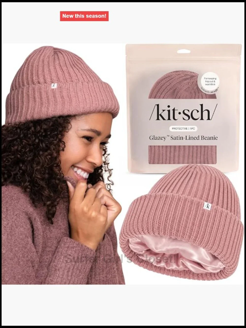 Satin Lined Beanie for Hair Protection, Anti Frizz Winter Hat, Unisex Beanie